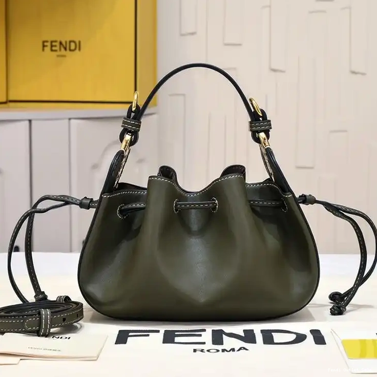 Green In Fendi Pomodorino Calf Mini Leather Bucket Bag 0613
